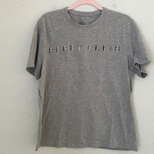 Perry Ellis T- shirt Embroidered Logo Gray Men’s Size XL